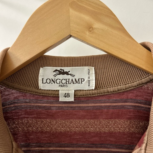Longchamp Men's Casual Striped Shirt - Red and Tan - Picture 3 of 5